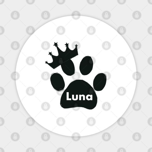 Luna cat name made of hand drawn paw prints Magnet by GULSENGUNEL